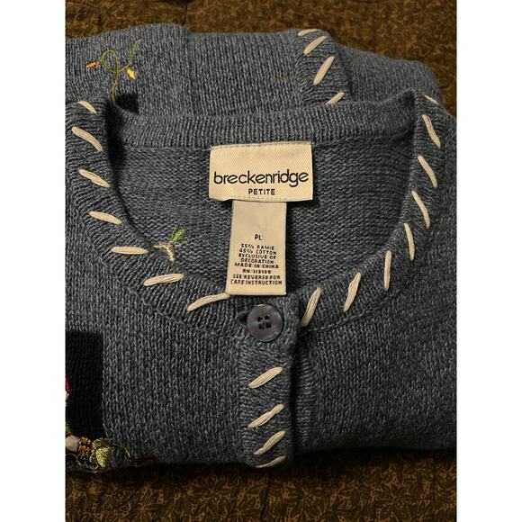 Vintage breckenridge cardigan Christmas sweater winter holiday snowman pockets L - Picture 5 of 9